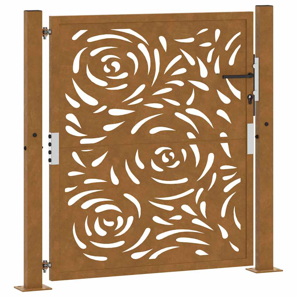 vidaXL Garden Gate 105x105 cm Weathering Steel Flame Design