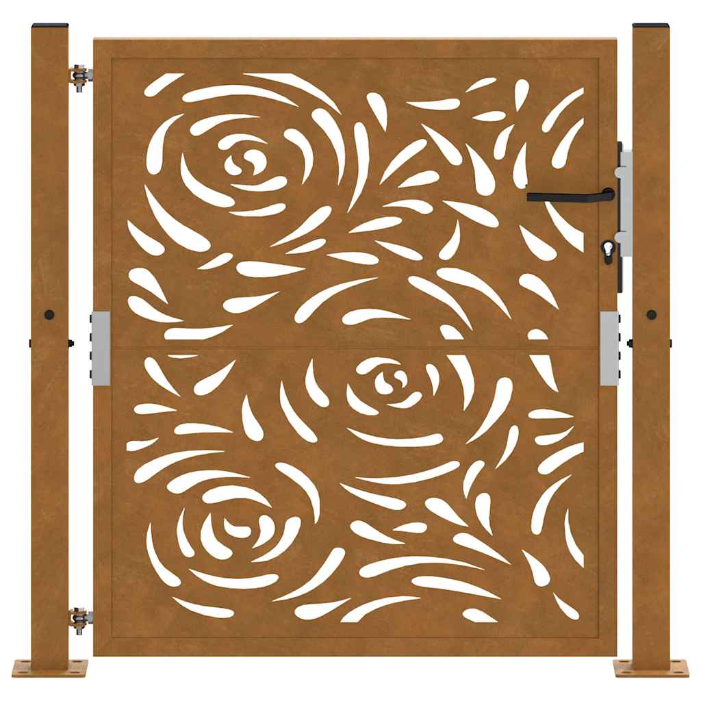 vidaXL Garden Gate 105x105 cm Weathering Steel Flame Design