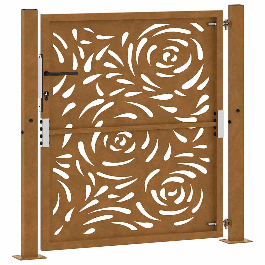 vidaXL Garden Gate 105x105 cm Weathering Steel Flame Design