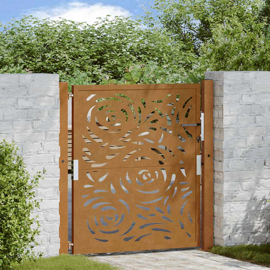 vidaXL Garden Gate 105x105 cm Weathering Steel Flame Design