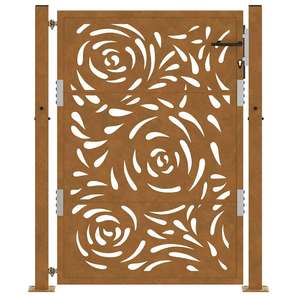 vidaXL Garden Gate 105x130 cm Weathering Steel Flame Design