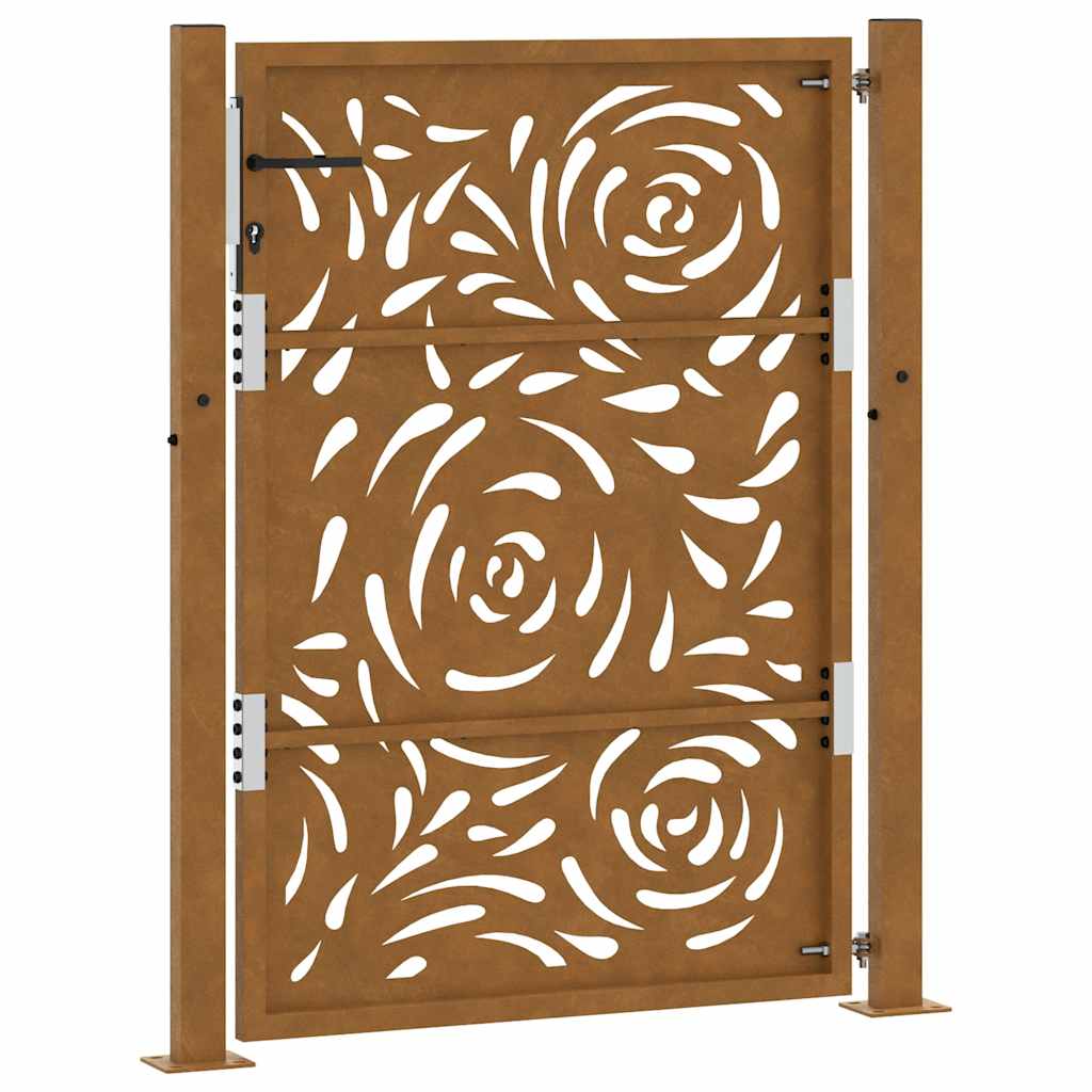 vidaXL Garden Gate 105x130 cm Weathering Steel Flame Design