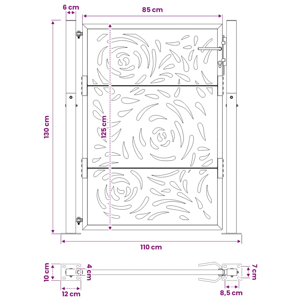 Garden Gate 100x125 cm Weathering Steel Flame Design