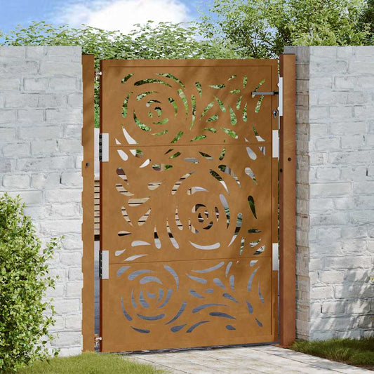 vidaXL Garden Gate 105x130 cm Weathering Steel Flame Design