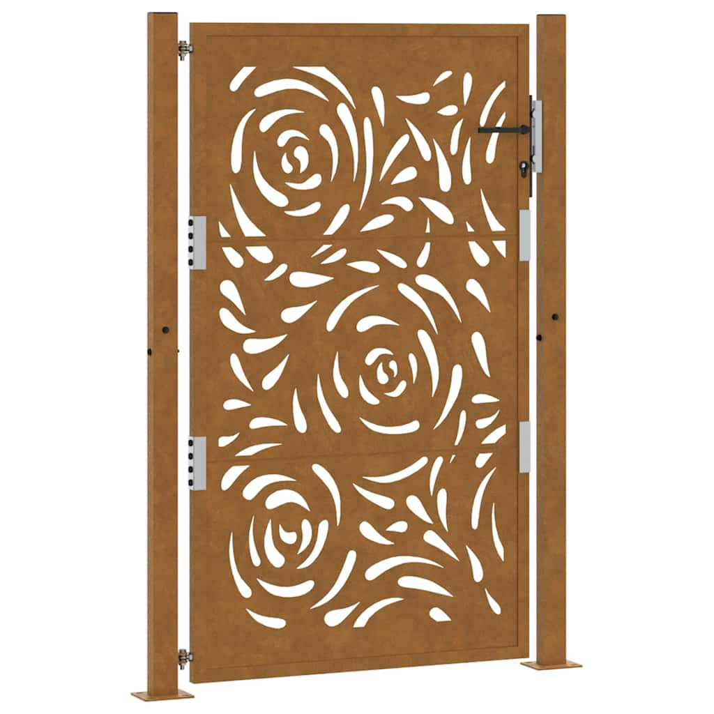 vidaXL Garden Gate 105x155 cm Weathering Steel Flame Design