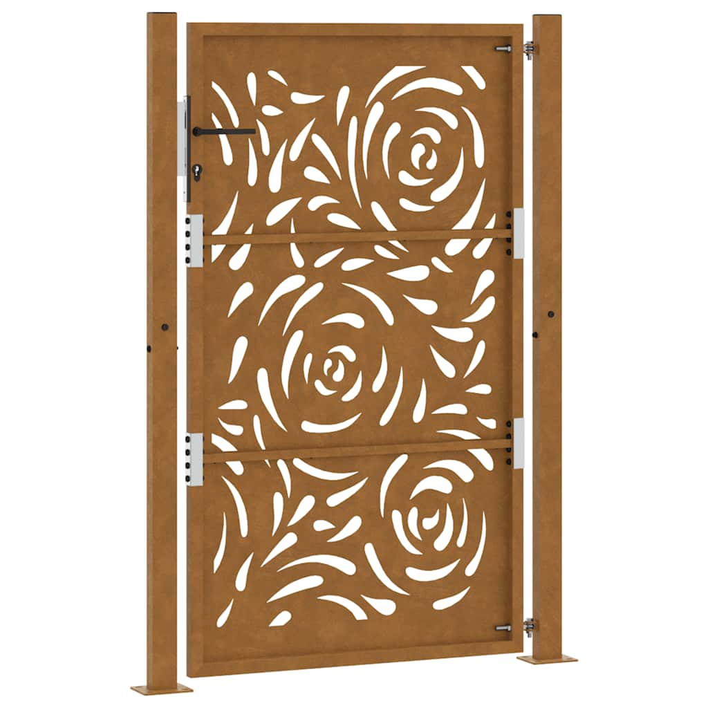 vidaXL Garden Gate 105x155 cm Weathering Steel Flame Design