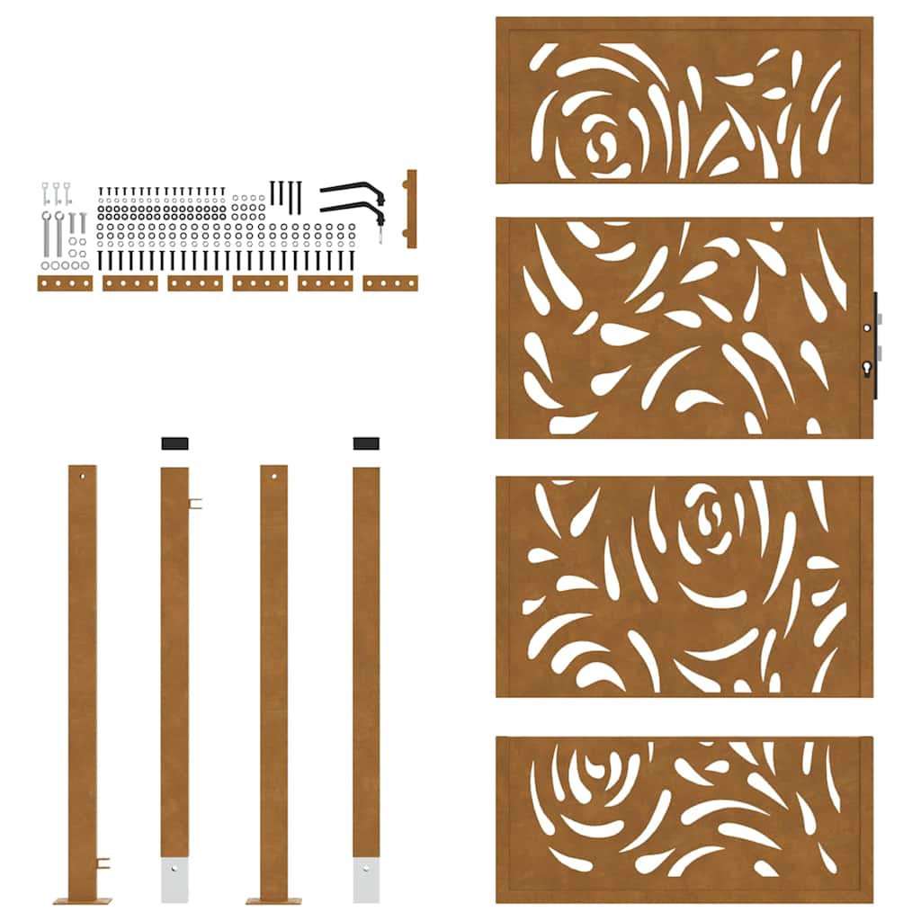 Garden Gate 100x175 cm Weathering Steel Flame Design