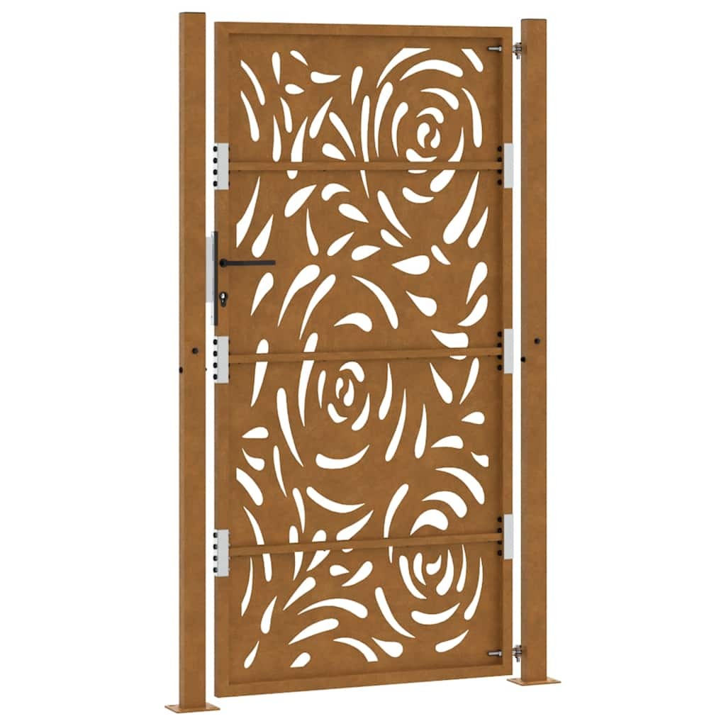 vidaXL Garden Gate 105x180 cm Weathering Steel Flame Design