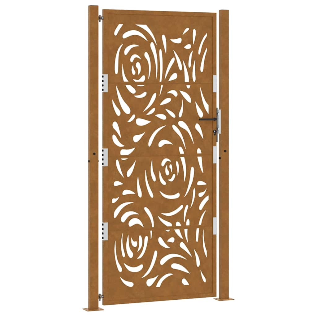 vidaXL Garden Gate 105x205 cm Weathering Steel Flame Design