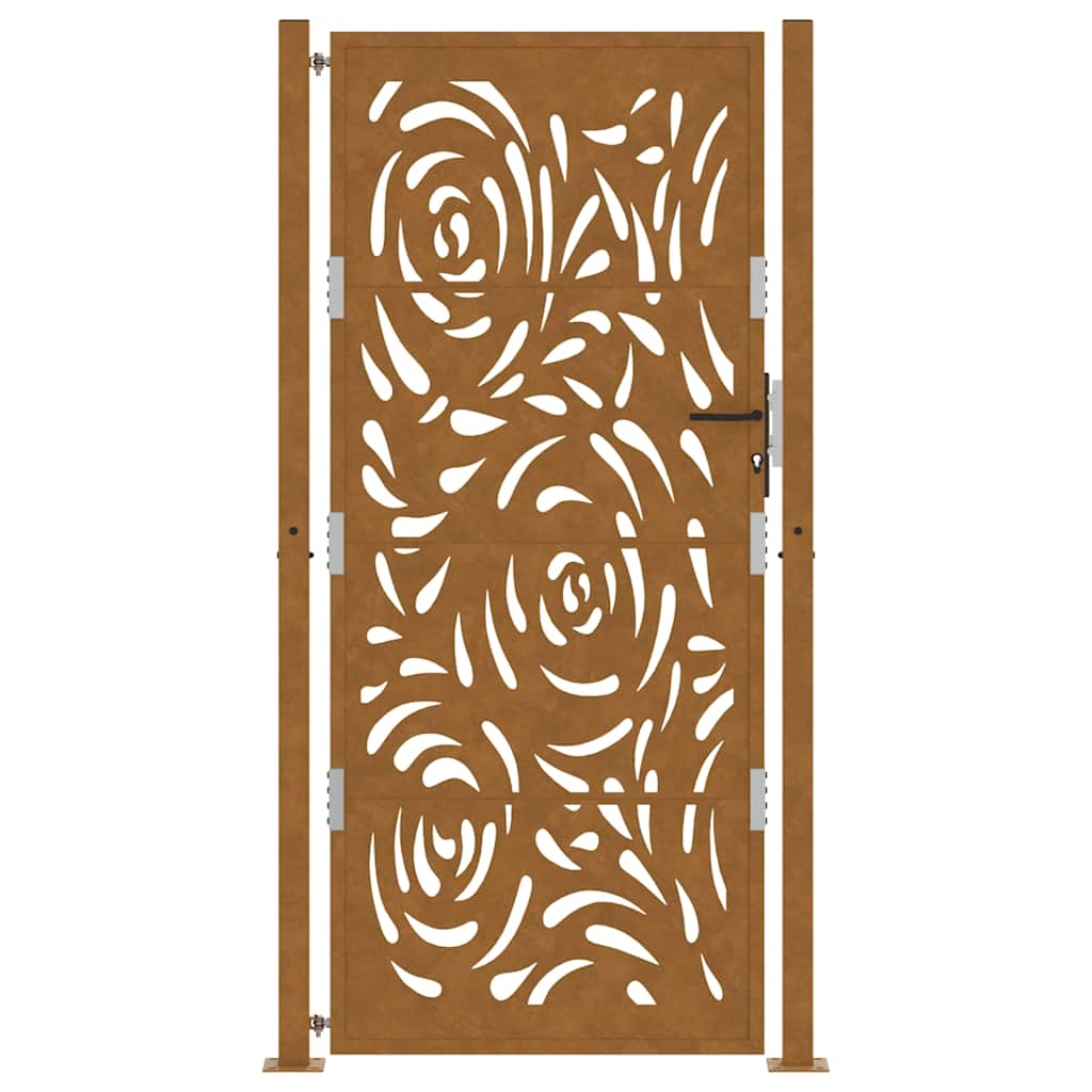 vidaXL Garden Gate 105x205 cm Weathering Steel Flame Design