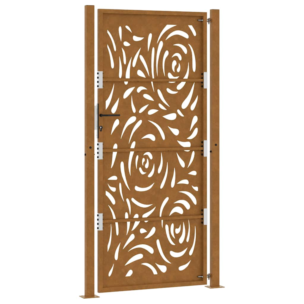 vidaXL Garden Gate 105x205 cm Weathering Steel Flame Design