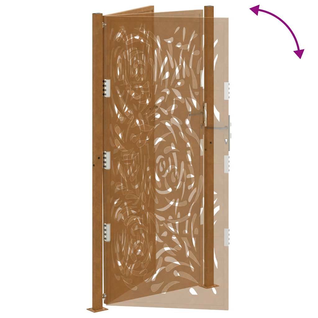 vidaXL Garden Gate 105x205 cm Weathering Steel Flame Design