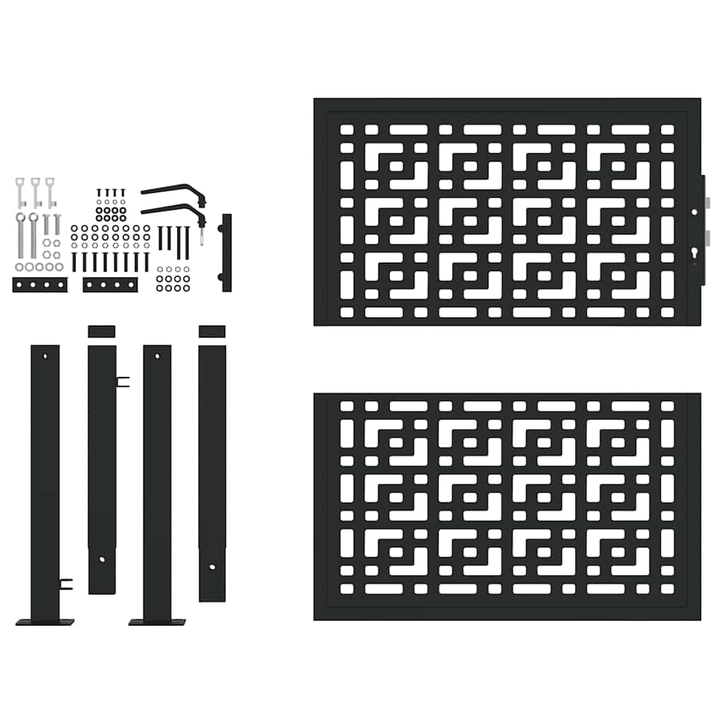 Garden Gate Black 100x100 cm Steel Cross Design