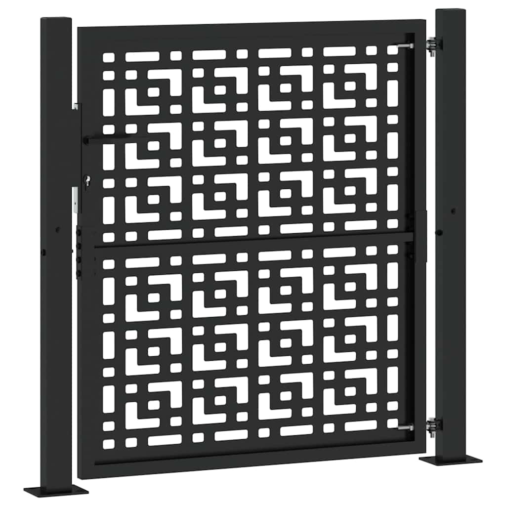 Garden Gate Black 100x100 cm Steel Cross Design