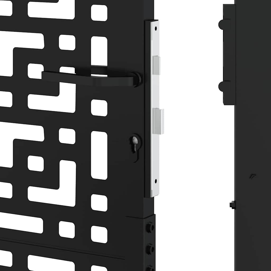 vidaXL Garden Gate Black 105x106 cm Steel Cross Design