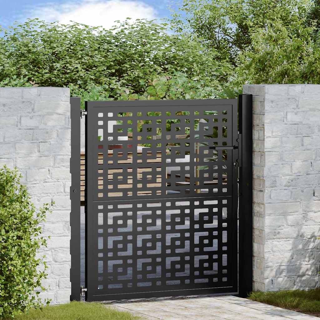 Garden Gate Black 100x100 cm Steel Cross Design