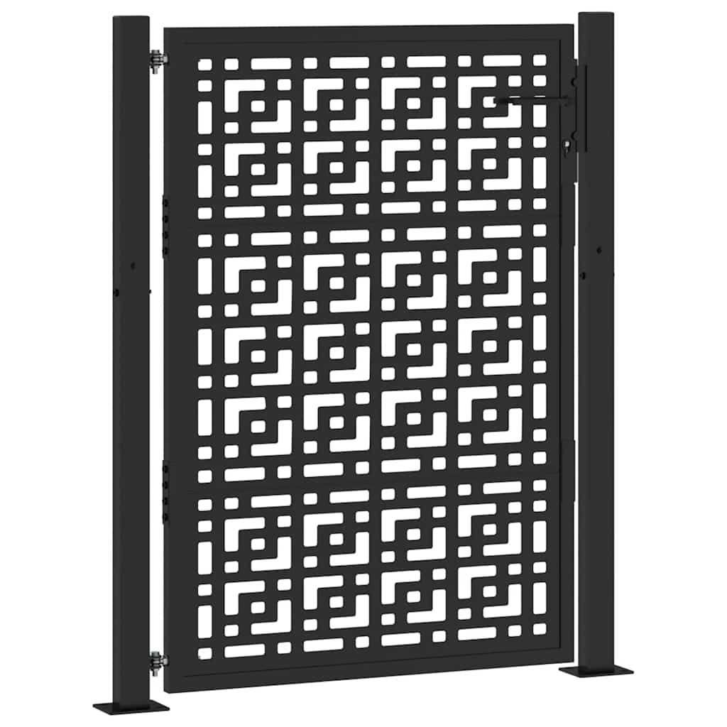 vidaXL Garden Gate Black 105x130 cm Steel Cross Design