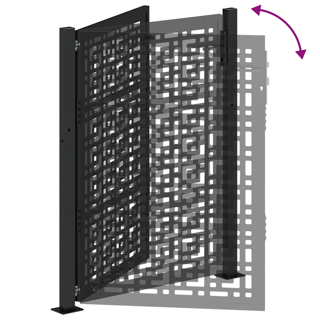 vidaXL Garden Gate Black 105x130 cm Steel Cross Design