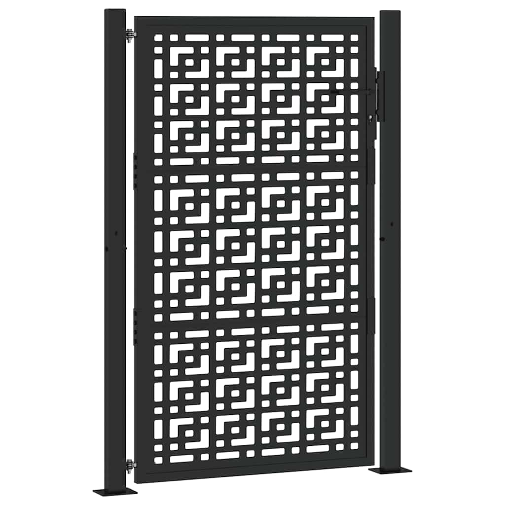 vidaXL Garden Gate Black 105x155 cm Steel Cross Design