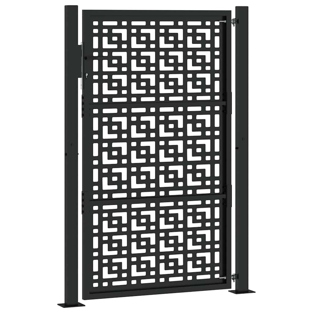 vidaXL Garden Gate Black 105x155 cm Steel Cross Design