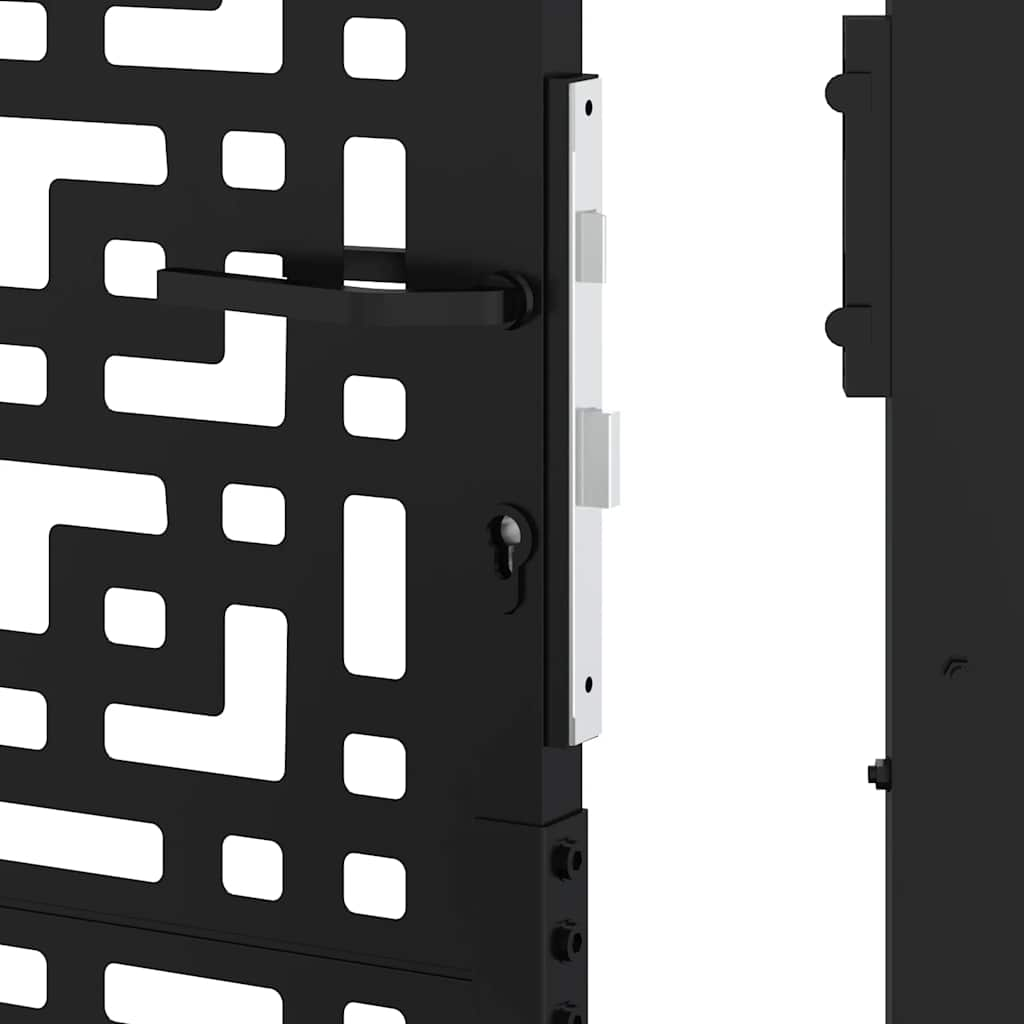 vidaXL Garden Gate Black 105x155 cm Steel Cross Design