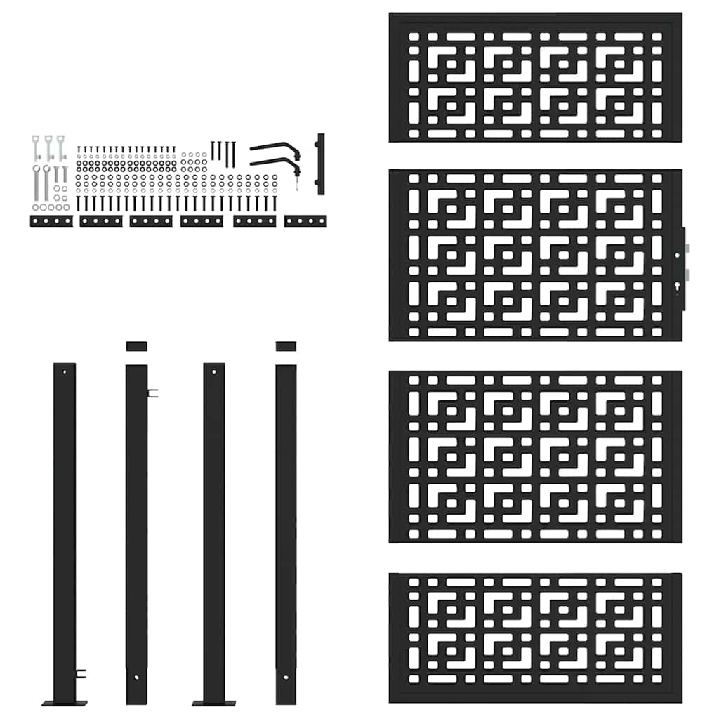 Garden Gate Black 100x175 cm Steel Cross Design
