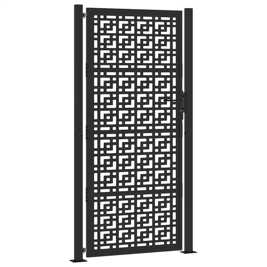 Garden Gate Black 100x200 cm Steel Cross Design