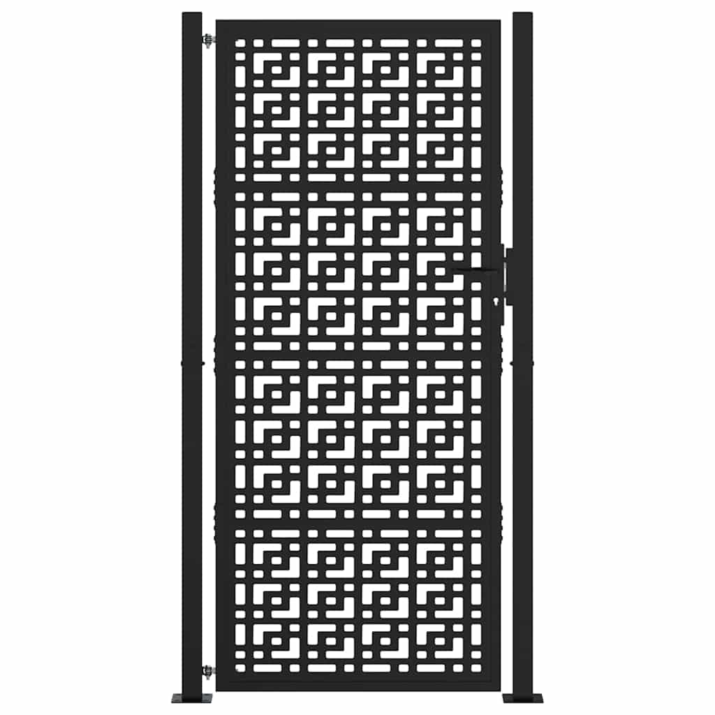 Garden Gate Black 100x200 cm Steel Cross Design