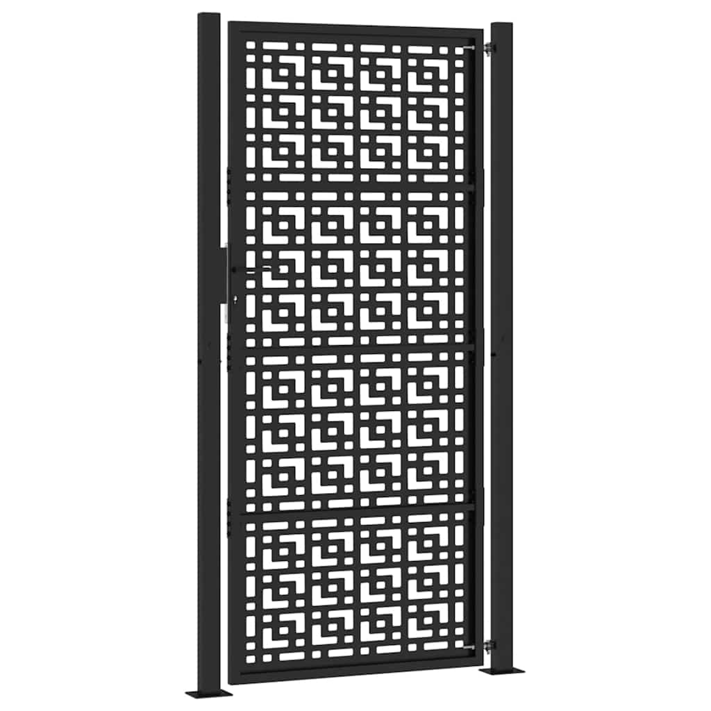 Garden Gate Black 100x200 cm Steel Cross Design