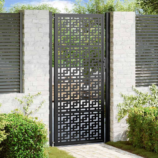 Garden Gate Black 100x200 cm Steel Cross Design