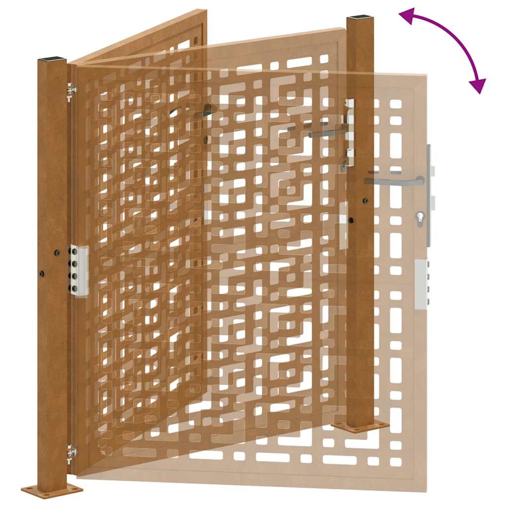 vidaXL Garden Gate 105x105 cm Weathering Steel Cross Design