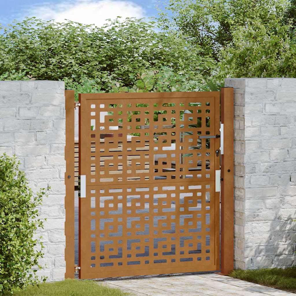 vidaXL Garden Gate 105x105 cm Weathering Steel Cross Design