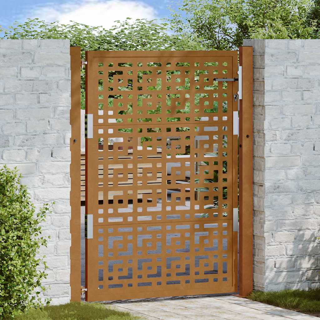 vidaXL Garden Gate 105x130 cm Weathering Steel Cross Design