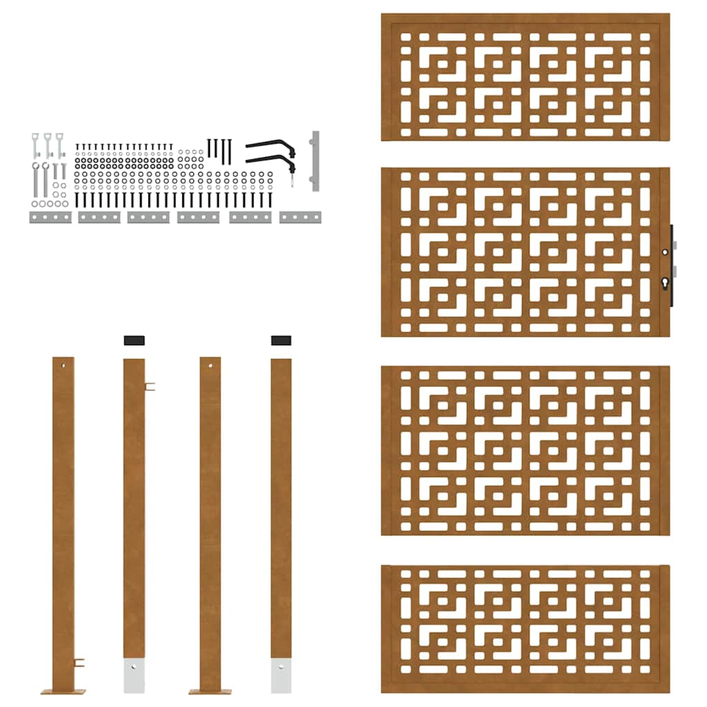 vidaXL Garden Gate 105x180 cm Weathering Steel Cross Design