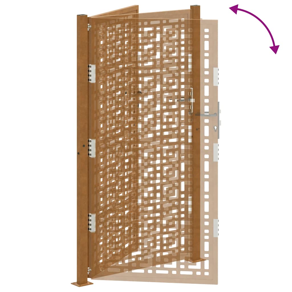 vidaXL Garden Gate 105x180 cm Weathering Steel Cross Design