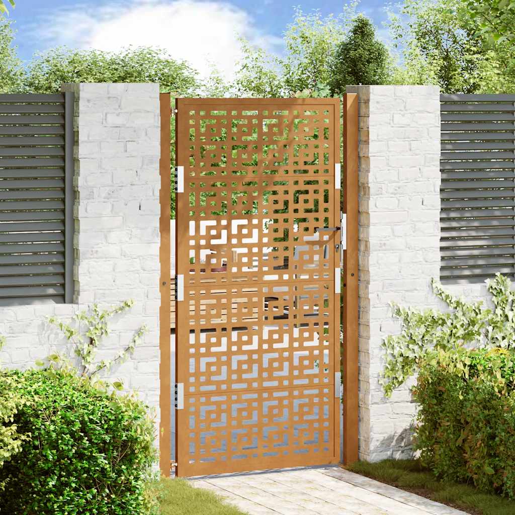 vidaXL Garden Gate 105x180 cm Weathering Steel Cross Design