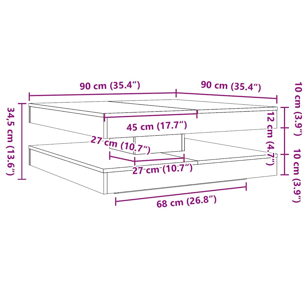 Coffee Table 360-Degree Rotatable Sonoma Oak 90x90x34,5 cm