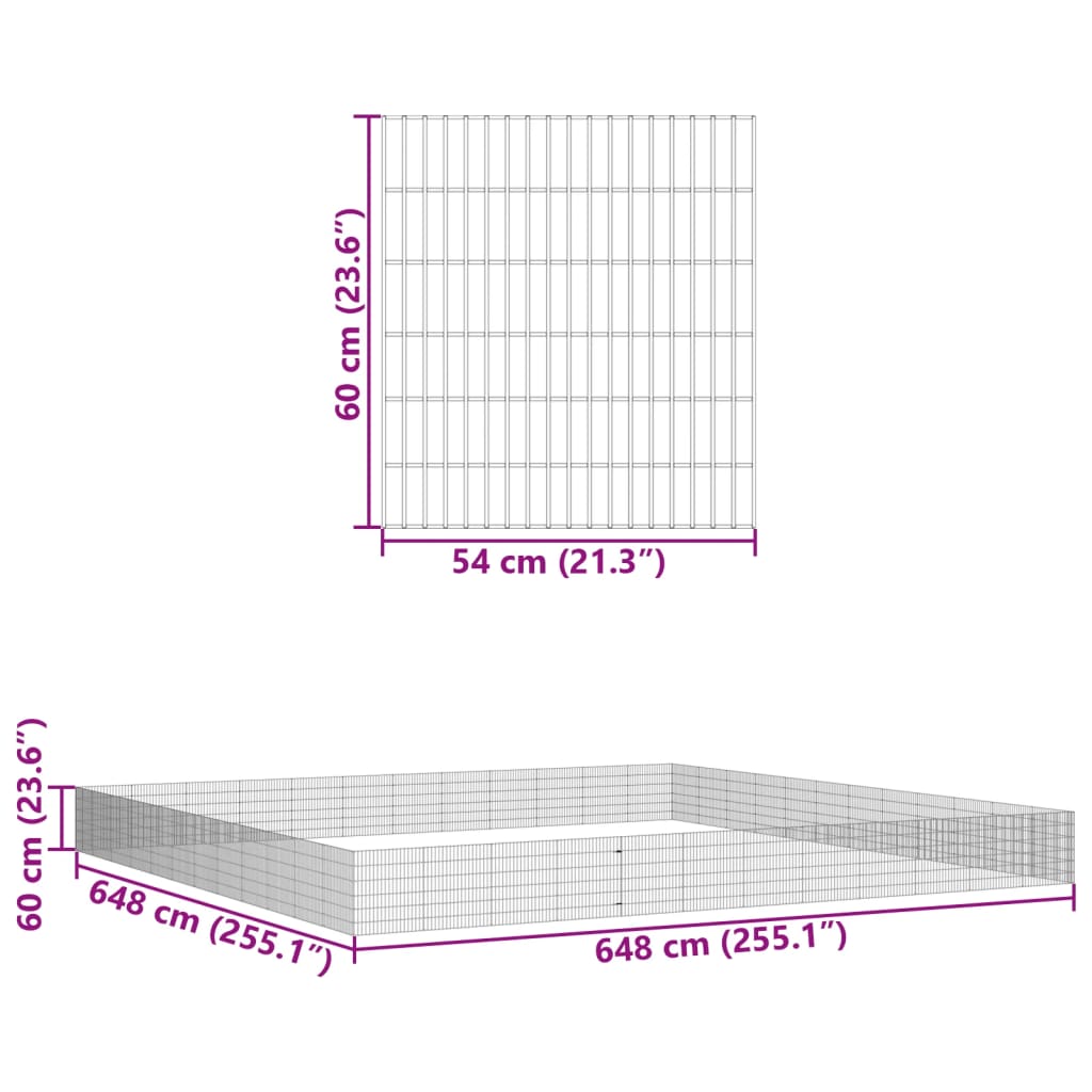 Free Range Animal Enclosure 48-Panel 54x60 cm Galvanised Iron