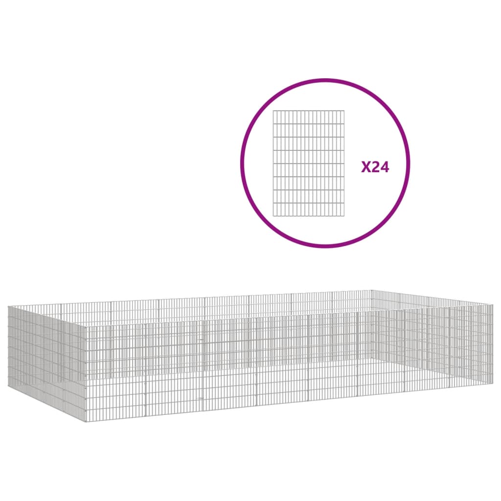 vidaXL Free Range Animal Enclosure 24-Panel 54x80 cm Galvanised Iron