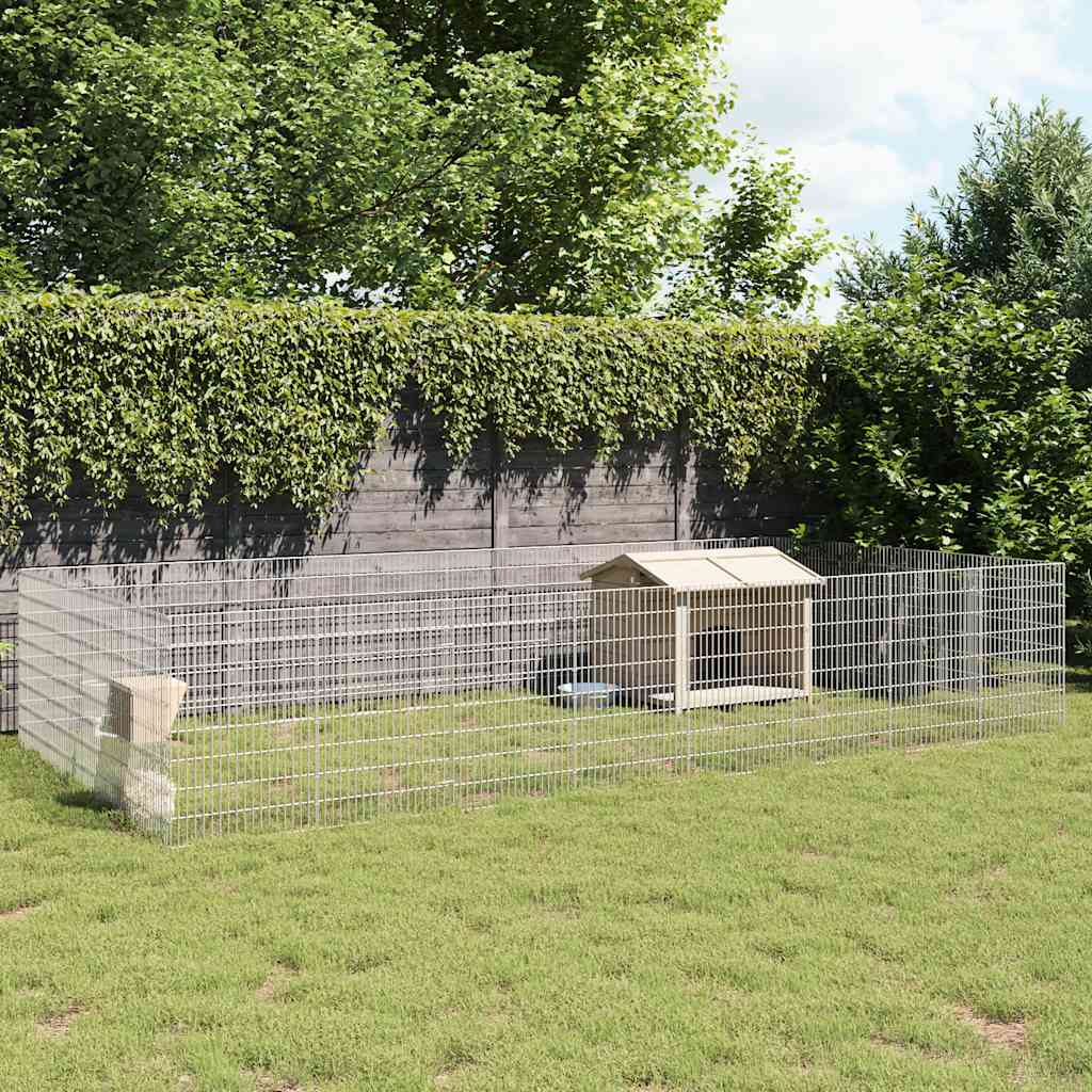 vidaXL Free Range Animal Enclosure 24-Panel 54x80 cm Galvanised Iron