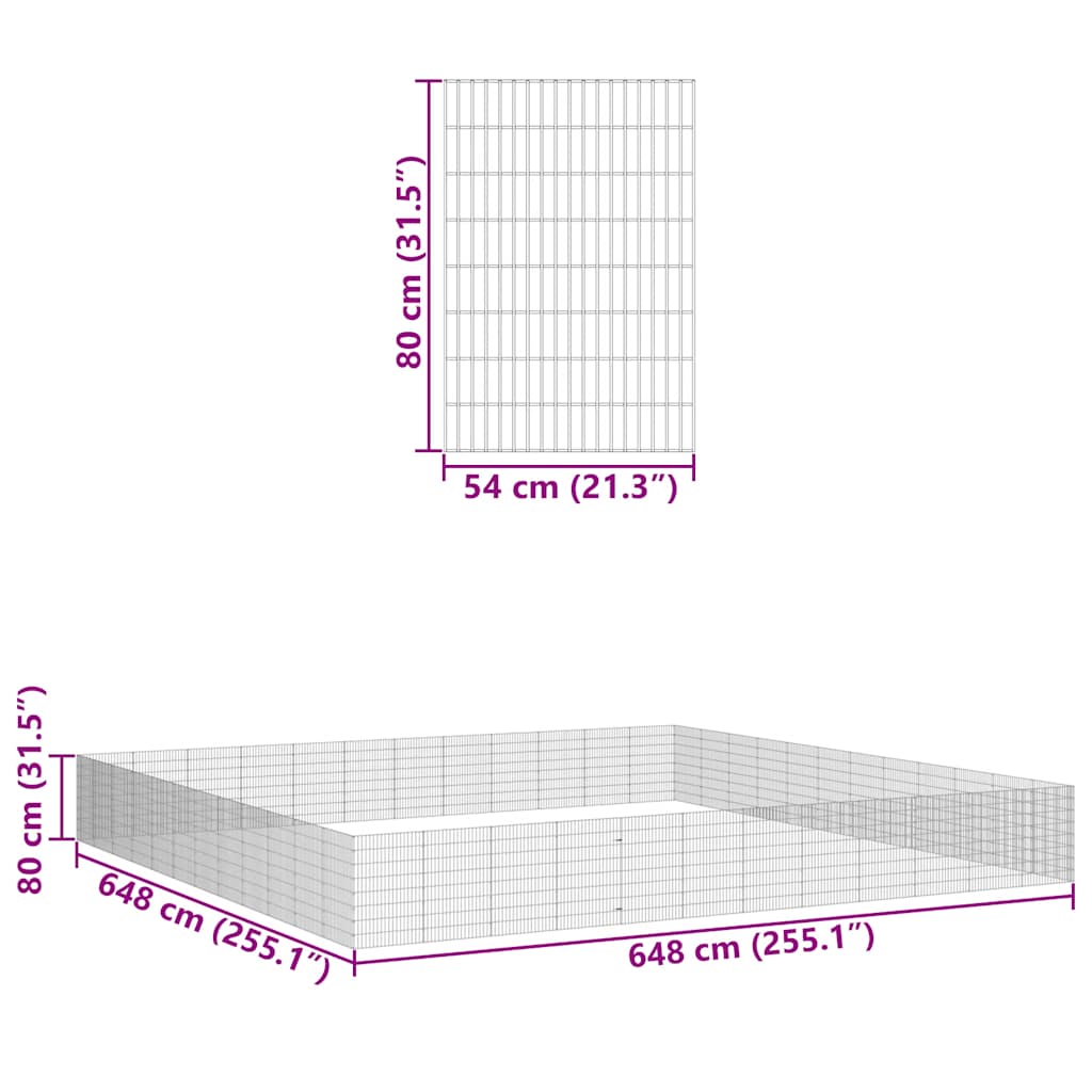 vidaXL Free Range Animal Enclosure 48-Panel 54x80 cm Galvanised Iron