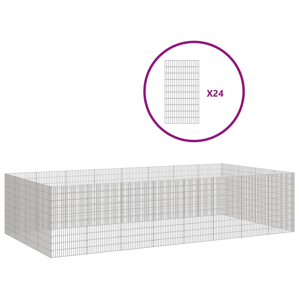 Free Range Animal Enclosure 24-Panel 54x100 cm Galvanised Iron