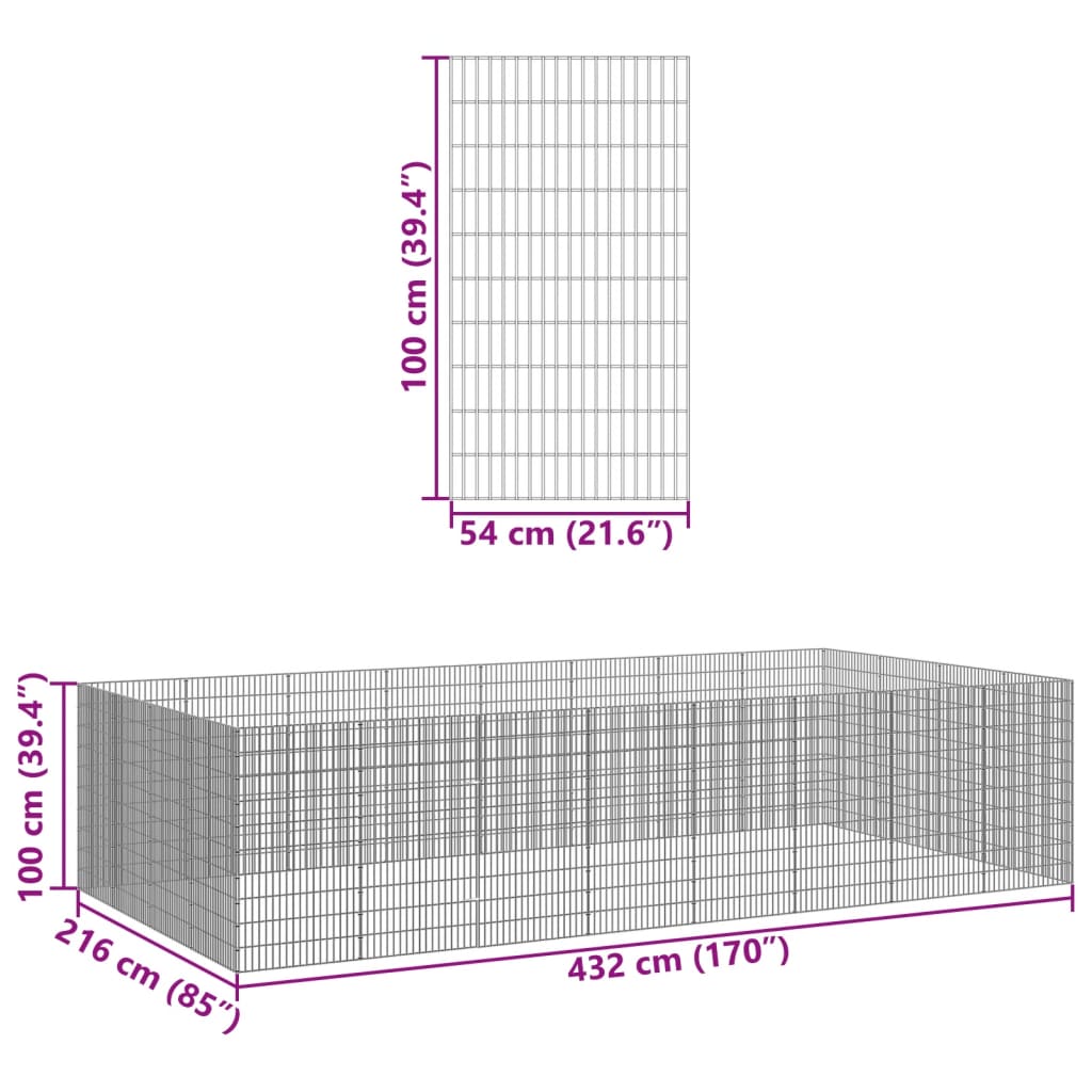 Free Range Animal Enclosure 24-Panel 54x100 cm Galvanised Iron