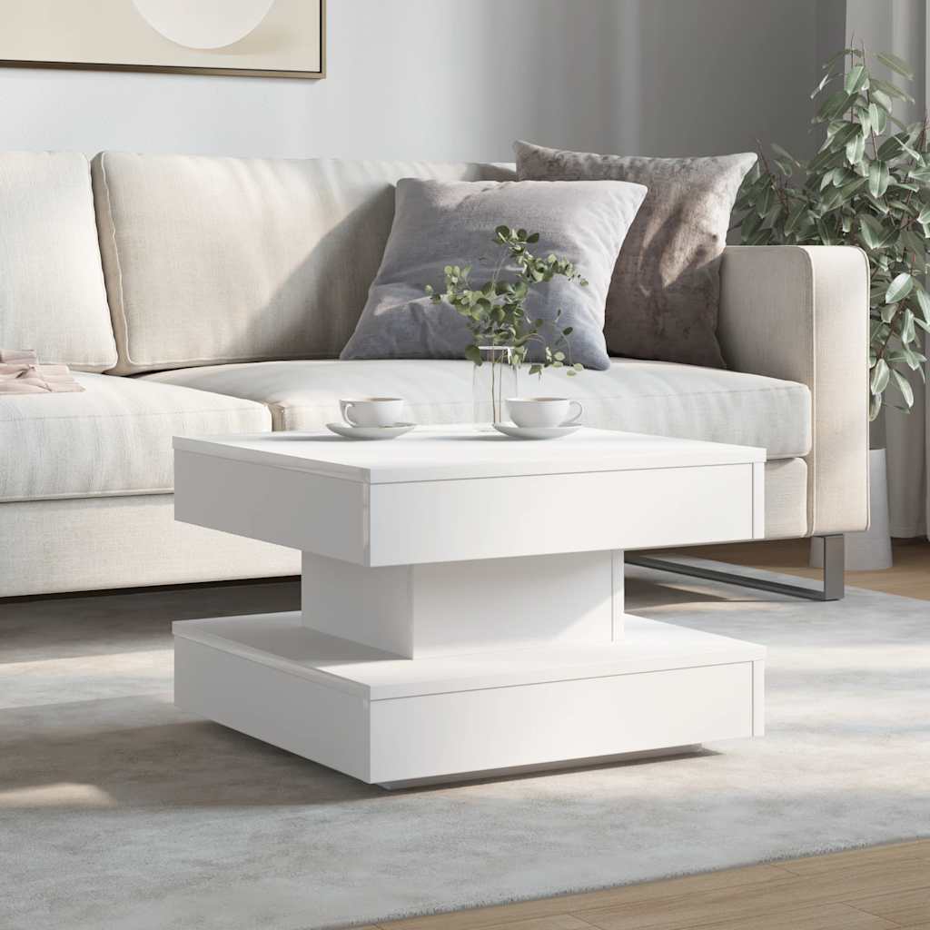 Coffee Table 360-Degree Rotatable White 50x50x34,5 cm