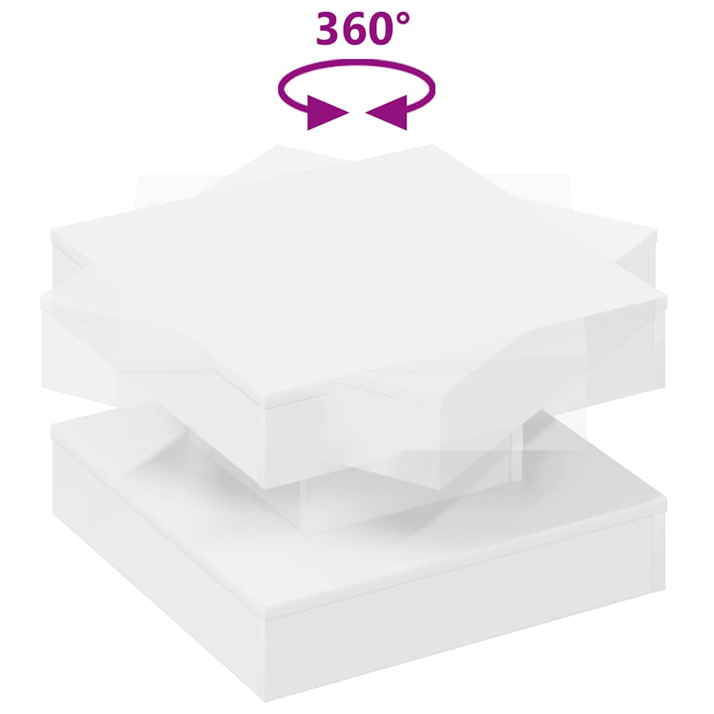 Coffee Table 360-Degree Rotatable White 50x50x34,5 cm