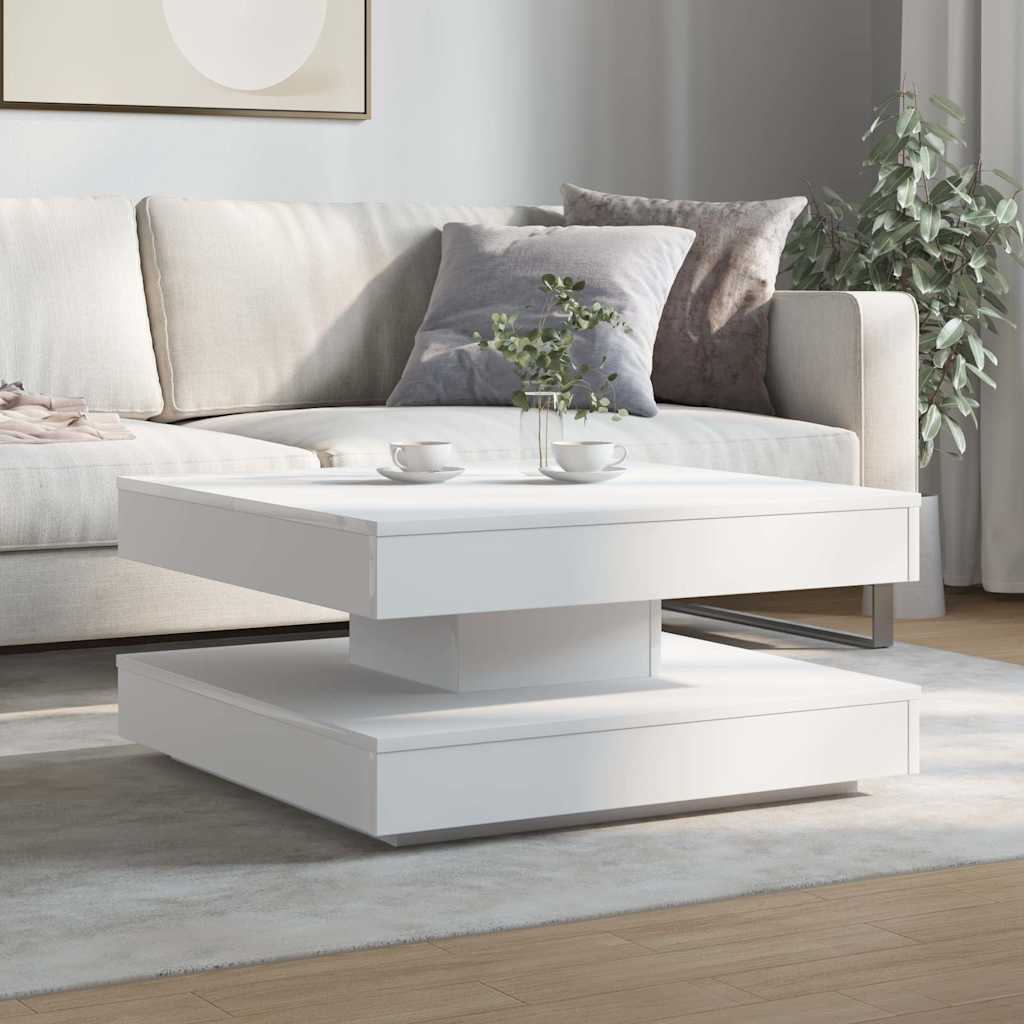 Coffee Table 360-Degree Rotatable White 70x70x34,5 cm