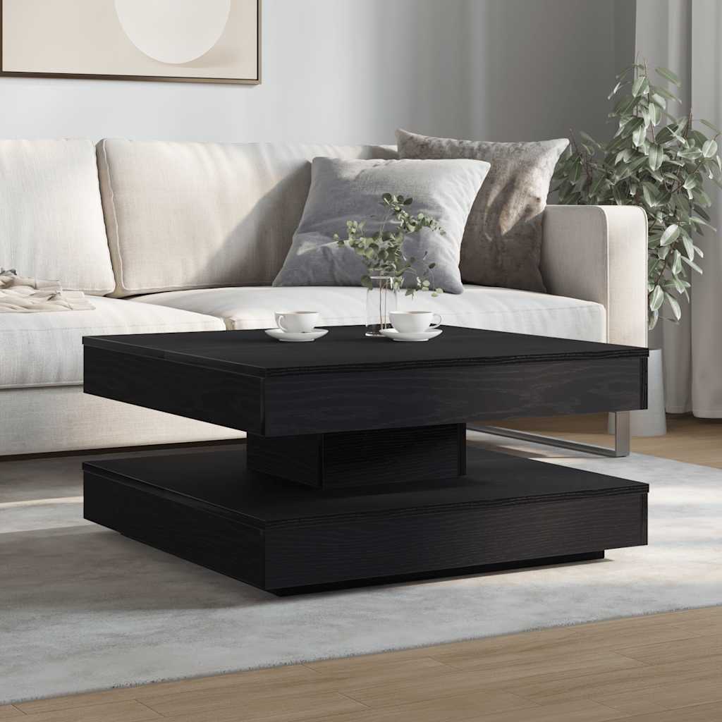 Coffee Table 360-Degree Rotatable Black 70x70x34,5 cm