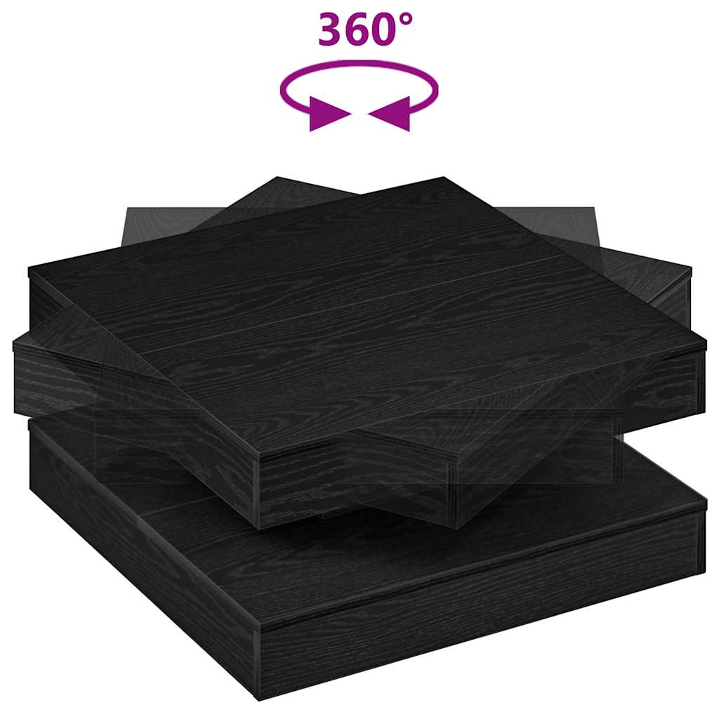 Coffee Table 360-Degree Rotatable Black 70x70x34,5 cm
