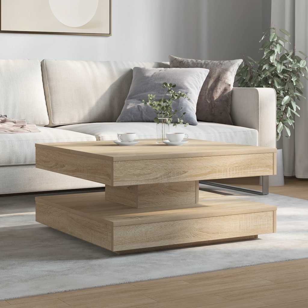Coffee Table 360-Degree Rotatable Sonoma Oak 70x70x34,5 cm