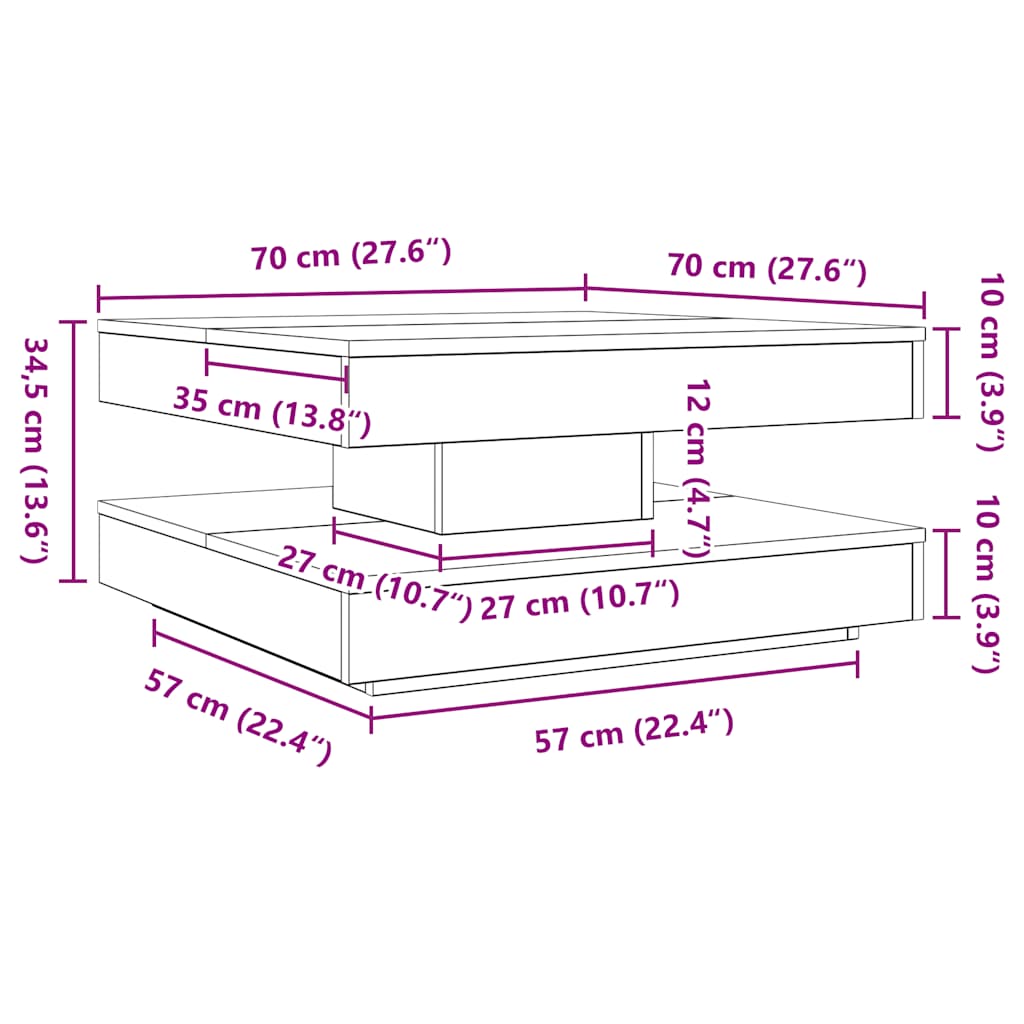 Coffee Table 360-Degree Rotatable Sonoma Oak 70x70x34,5 cm